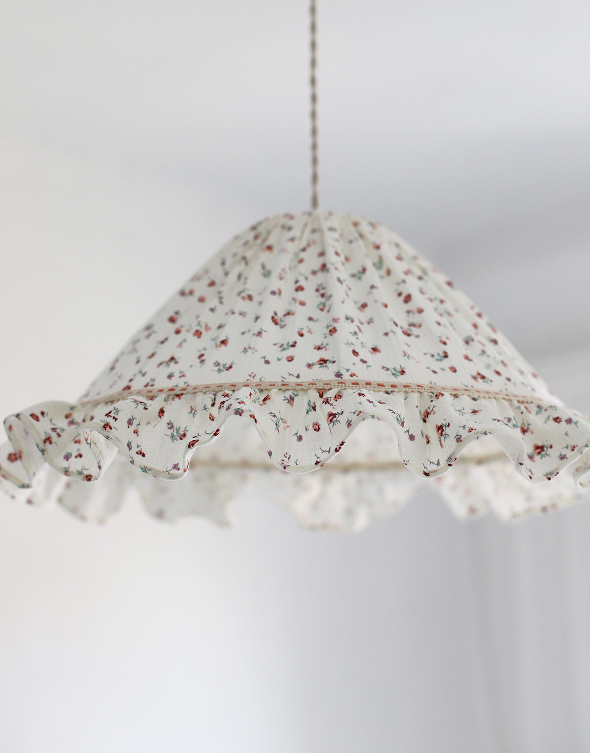 Emilia Conical Pendant Light with Ruffle in ‘Tiny Flowers’ Print