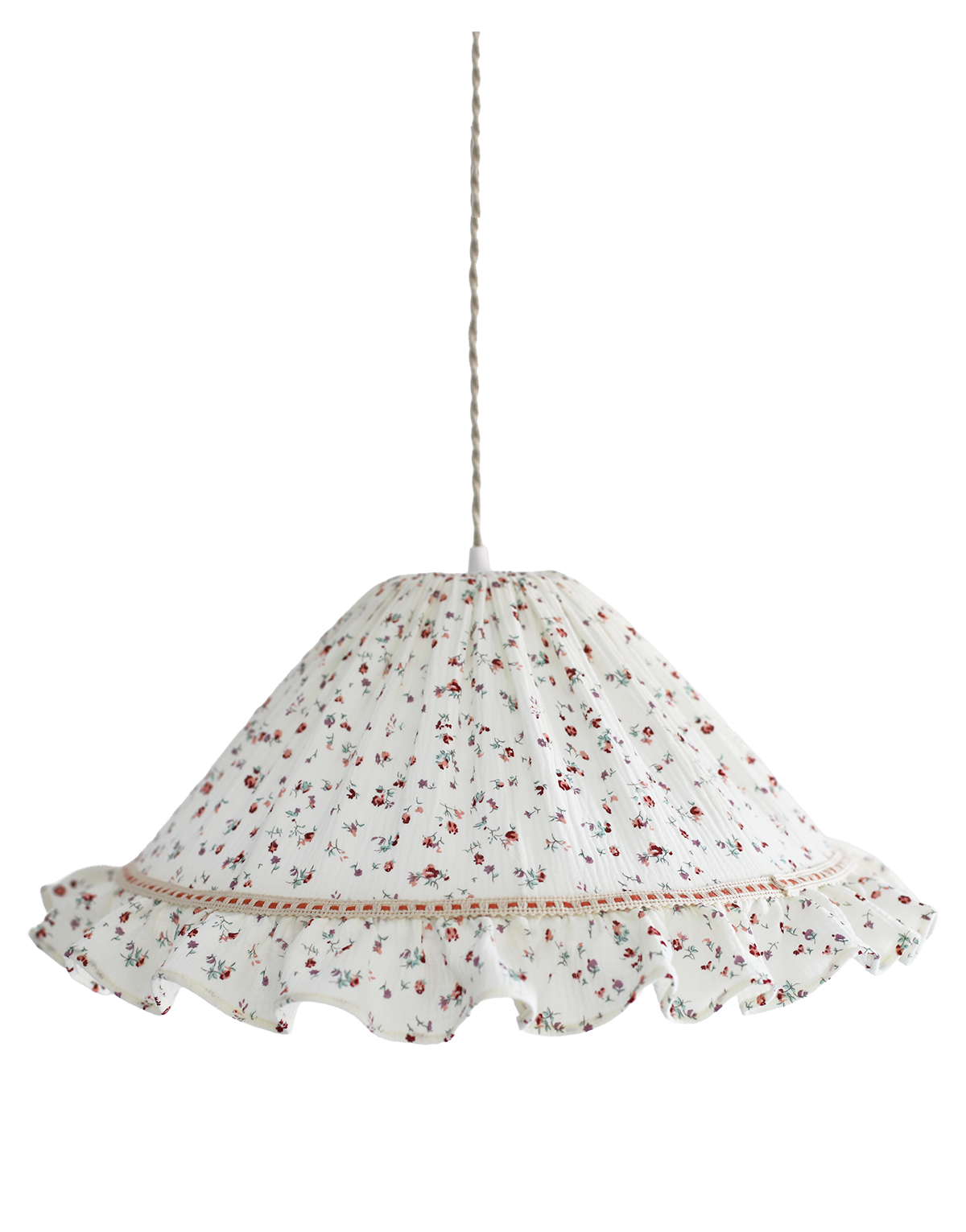 Emilia Conical Pendant Light with Ruffle in ‘Tiny Flowers’ Print