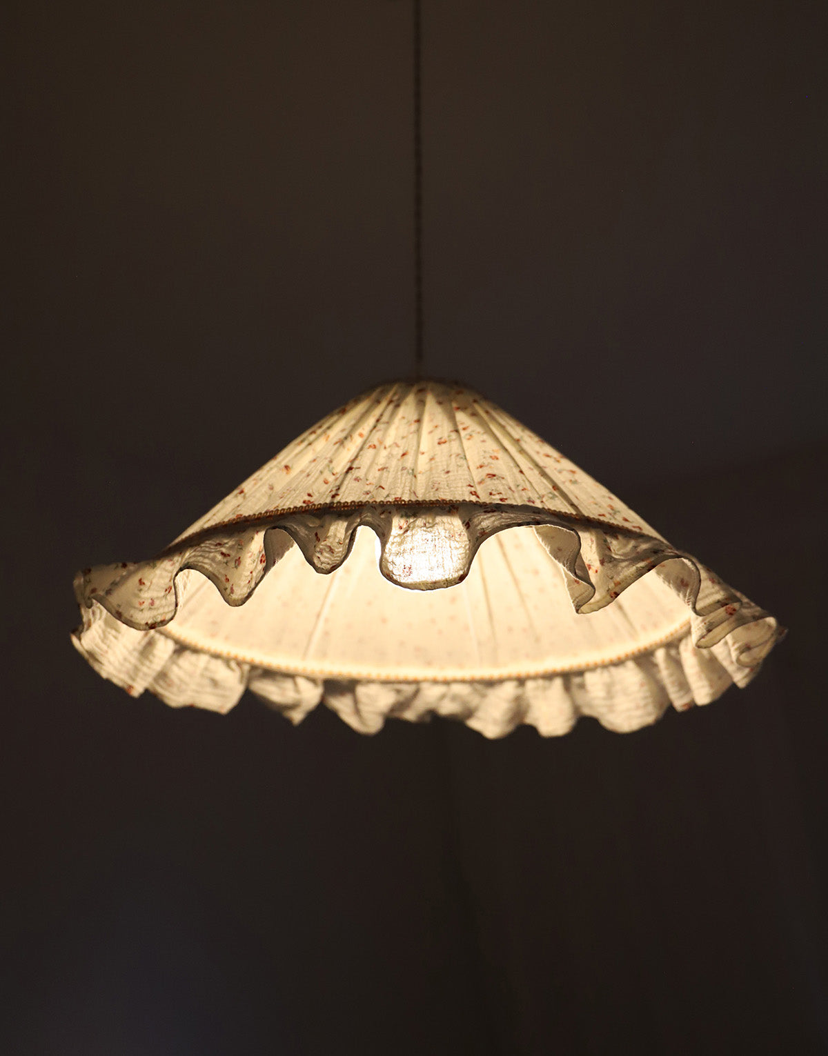 Emilia Conical Pendant Light with Ruffle in ‘Tiny Flowers’ Print