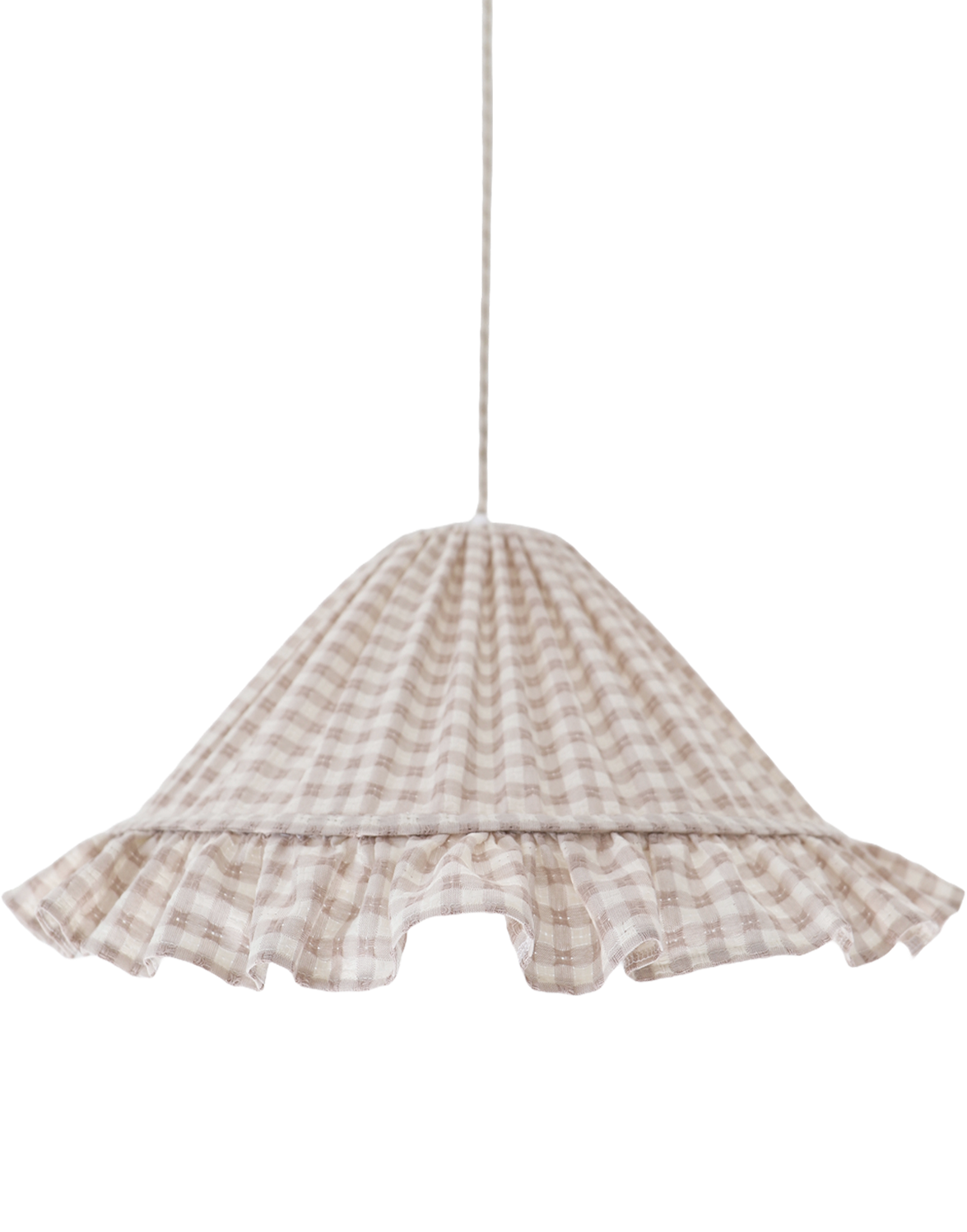 Conical Pendant Light With Ruffle Emilia “Petits Carreaux Beige”