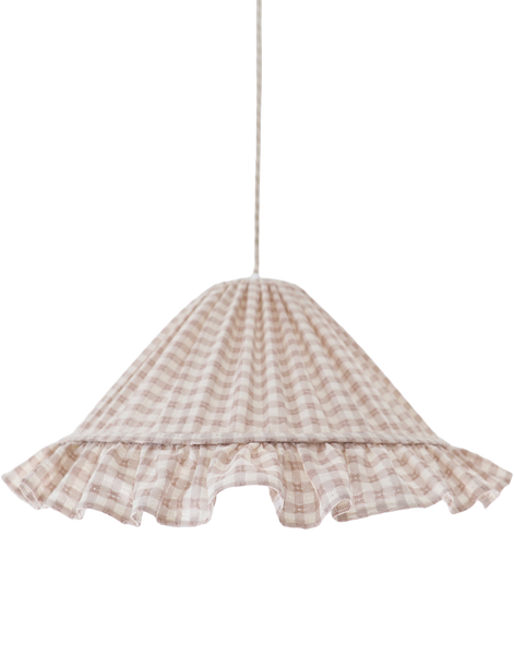 Conical Pendant Light With Ruffle Emilia “Petits Carreaux Beige”