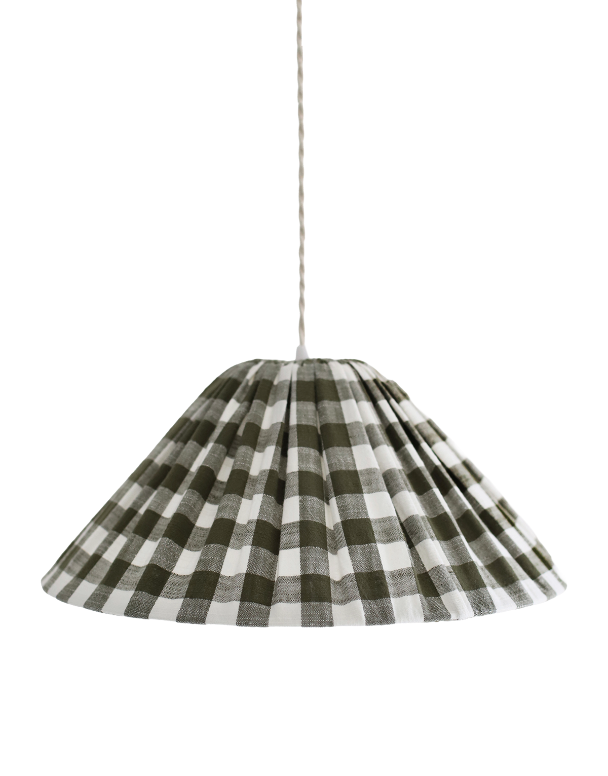 Malala Conical Pendant Light in Khaki with Large Check Pattern