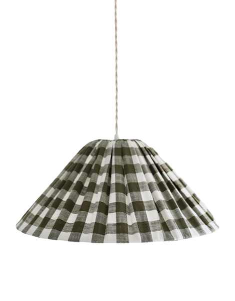 Malala Conical Pendant Light in Khaki with Large Check Pattern