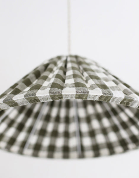 Malala Conical Pendant Light in Khaki with Large Check Pattern