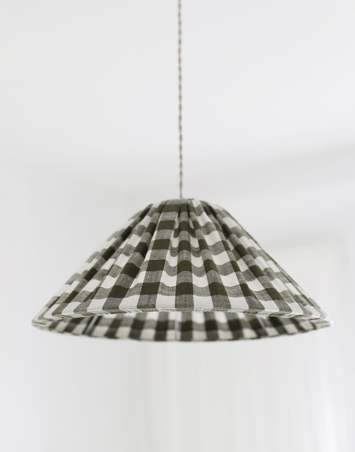 Malala Conical Pendant Light in Khaki with Large Check Pattern