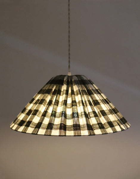 Malala Conical Pendant Light in Khaki with Large Check Pattern