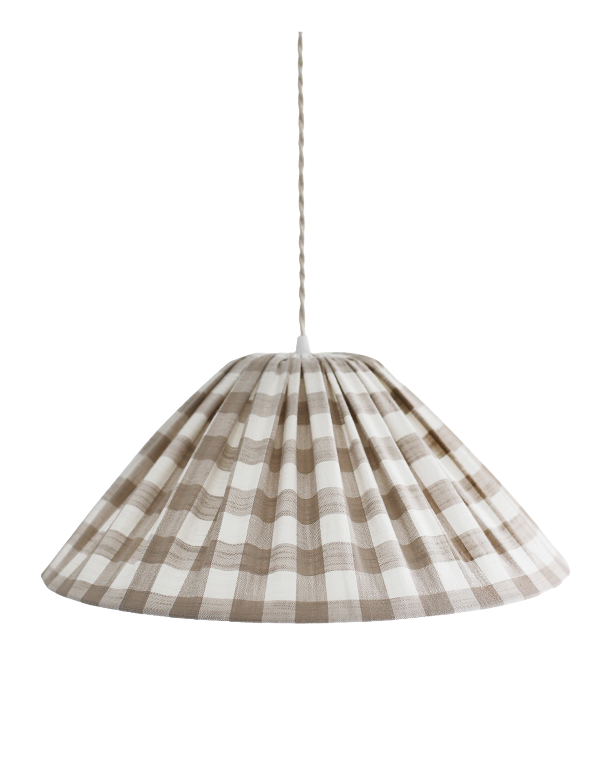 Malala Conical Pendant Light in Beige with Large Check Pattern