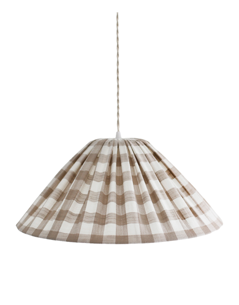 Malala Conical Pendant Light in Beige with Large Check Pattern