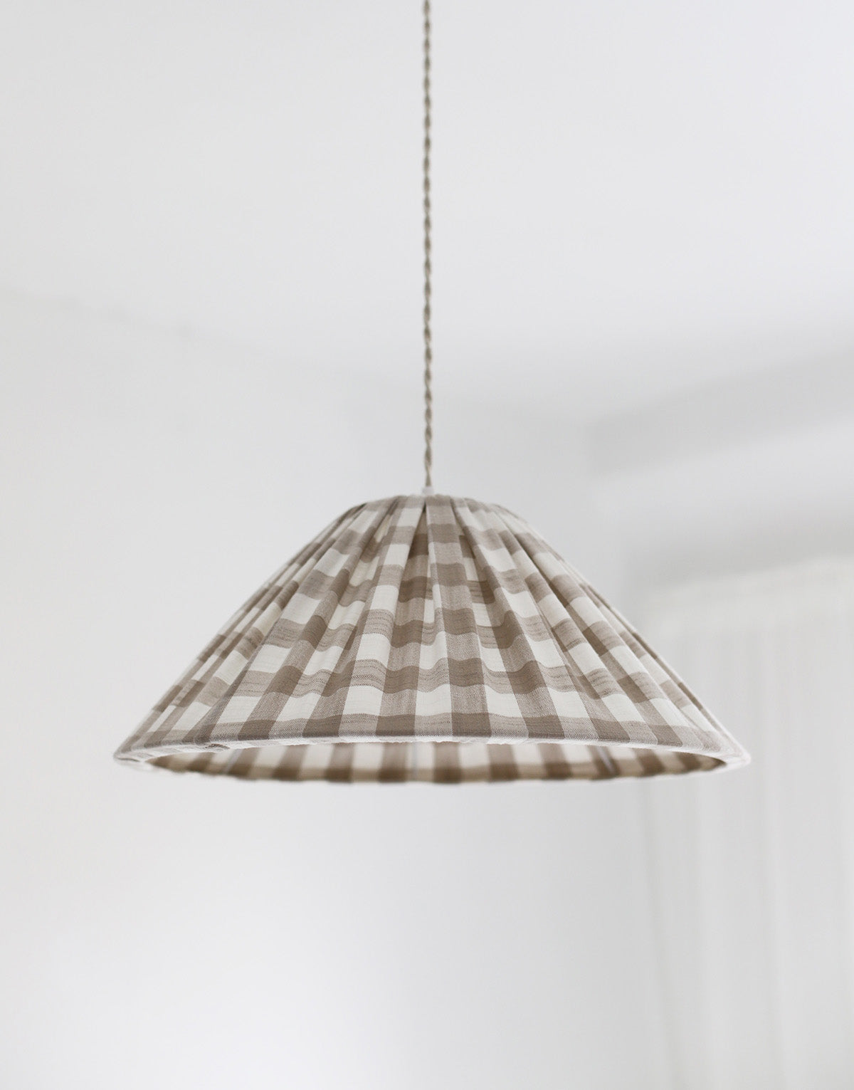 Malala Conical Pendant Light in Beige with Large Check Pattern
