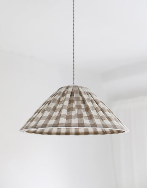 Malala Conical Pendant Light in Beige with Large Check Pattern