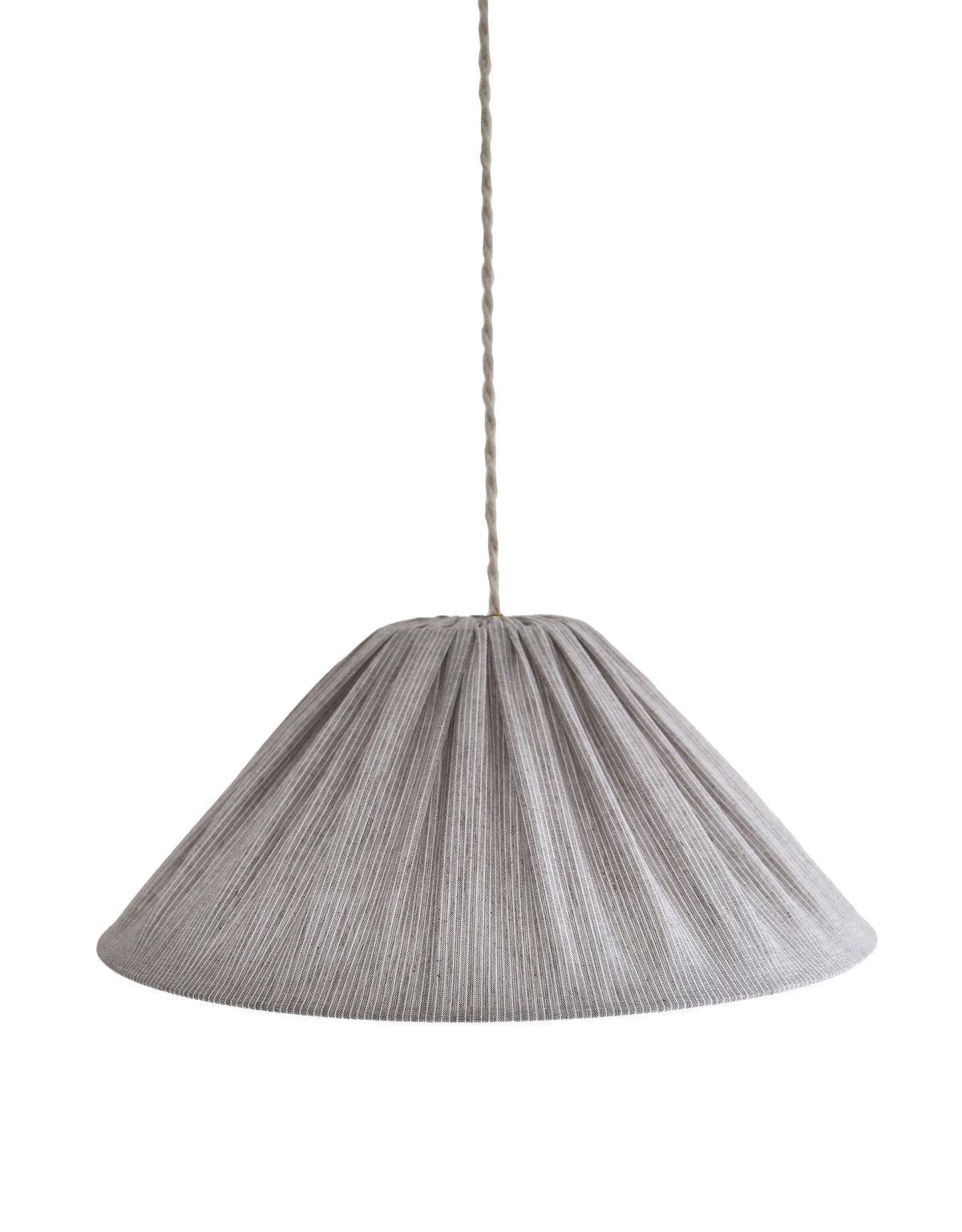 Malala Pleated Linen and Cotton Pendant Light - Fine Stripes Classic Grey