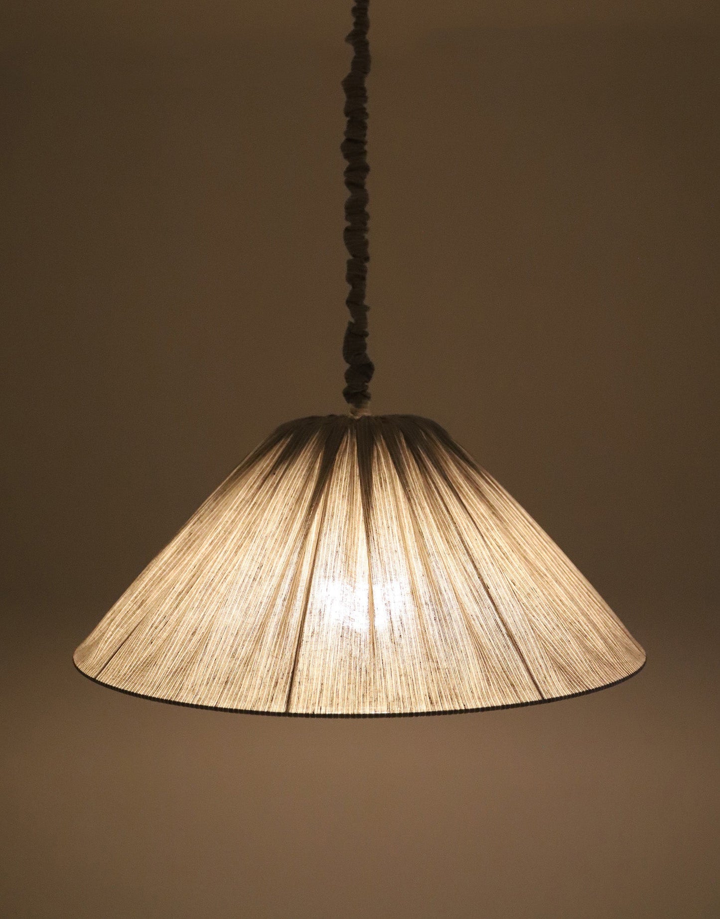 Malala Pleated Linen and Cotton Pendant Light - Fine Stripes Classic Grey