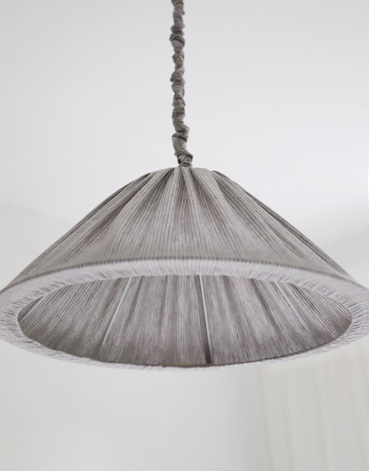 Malala Pleated Linen and Cotton Pendant Light - Fine Stripes Classic Grey