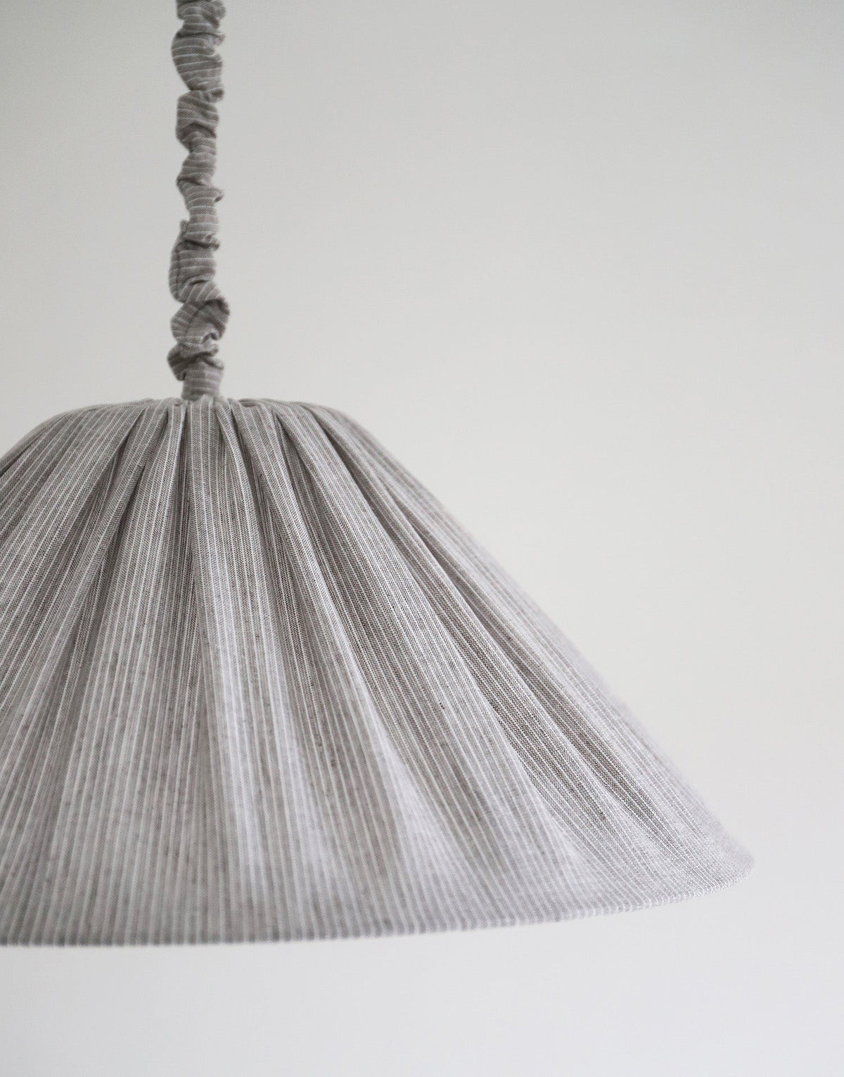 Malala Pleated Linen and Cotton Pendant Light - Fine Stripes Classic Grey