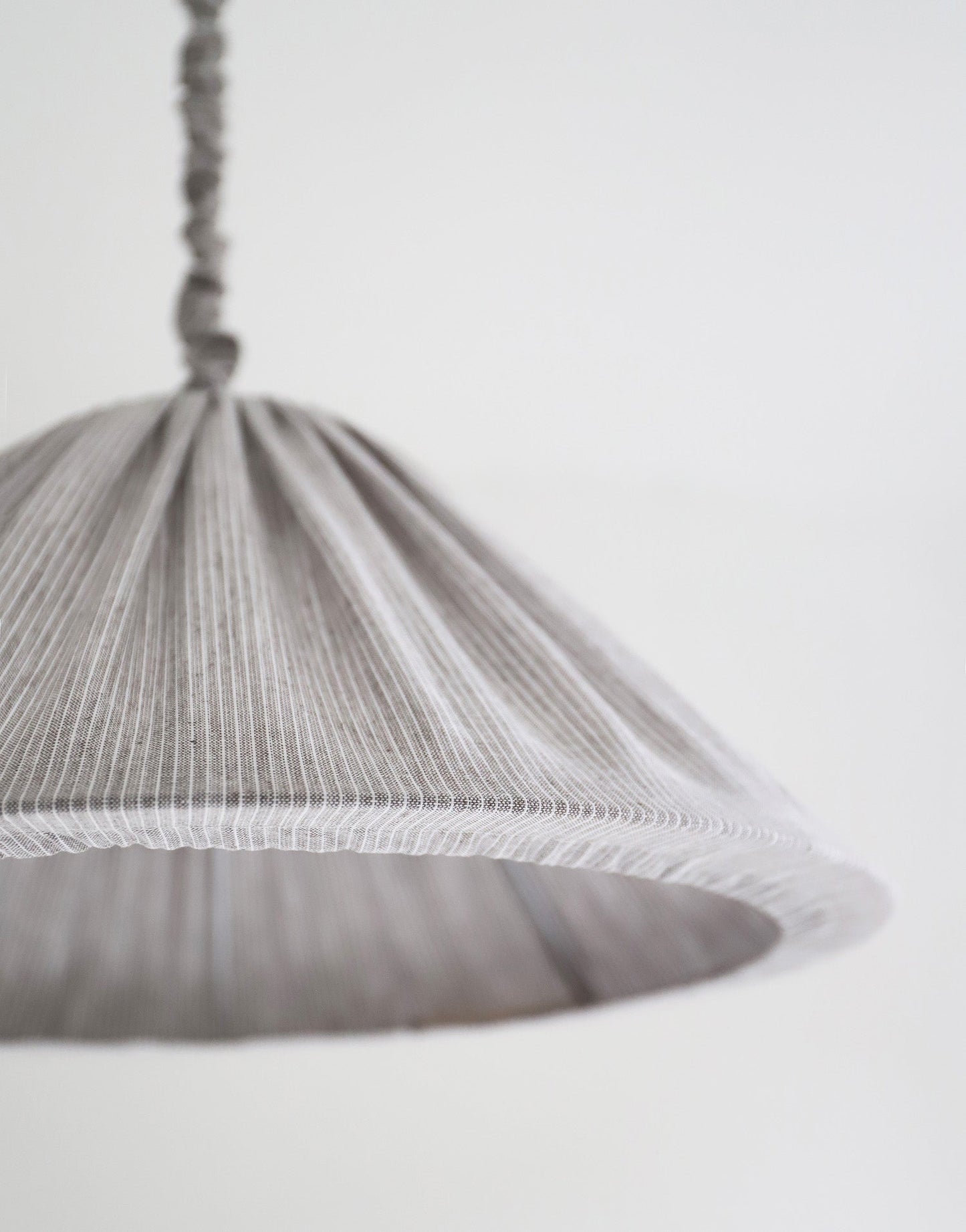 Malala Pleated Linen and Cotton Pendant Light - Fine Stripes Classic Grey
