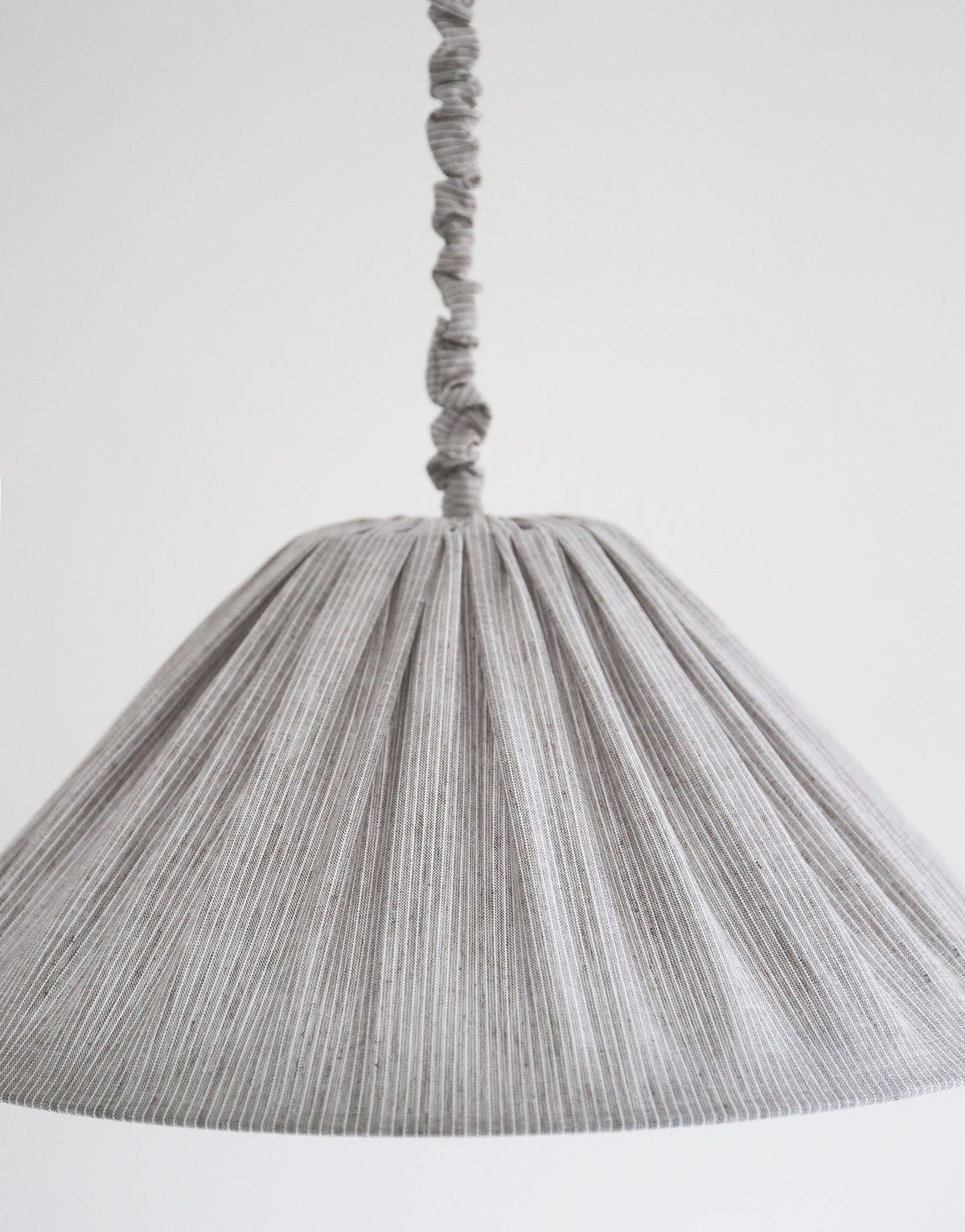 Malala Pleated Linen and Cotton Pendant Light - Fine Stripes Classic Grey