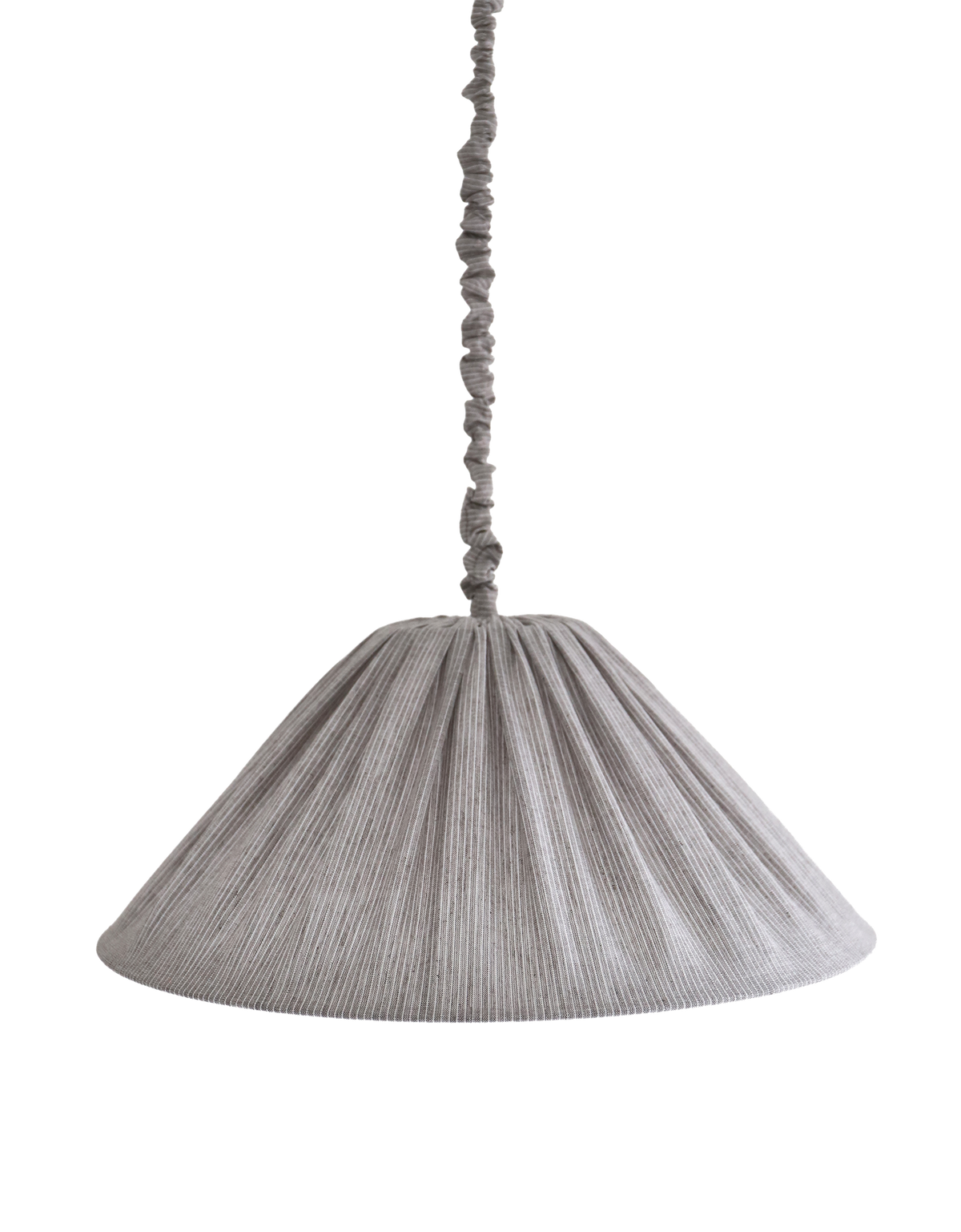 Malala Pleated Linen and Cotton Pendant Light - Fine Stripes Classic Grey