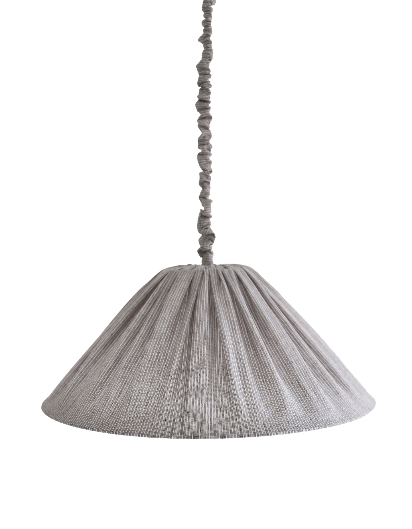 Malala Pleated Linen and Cotton Pendant Light - Fine Stripes Classic Grey