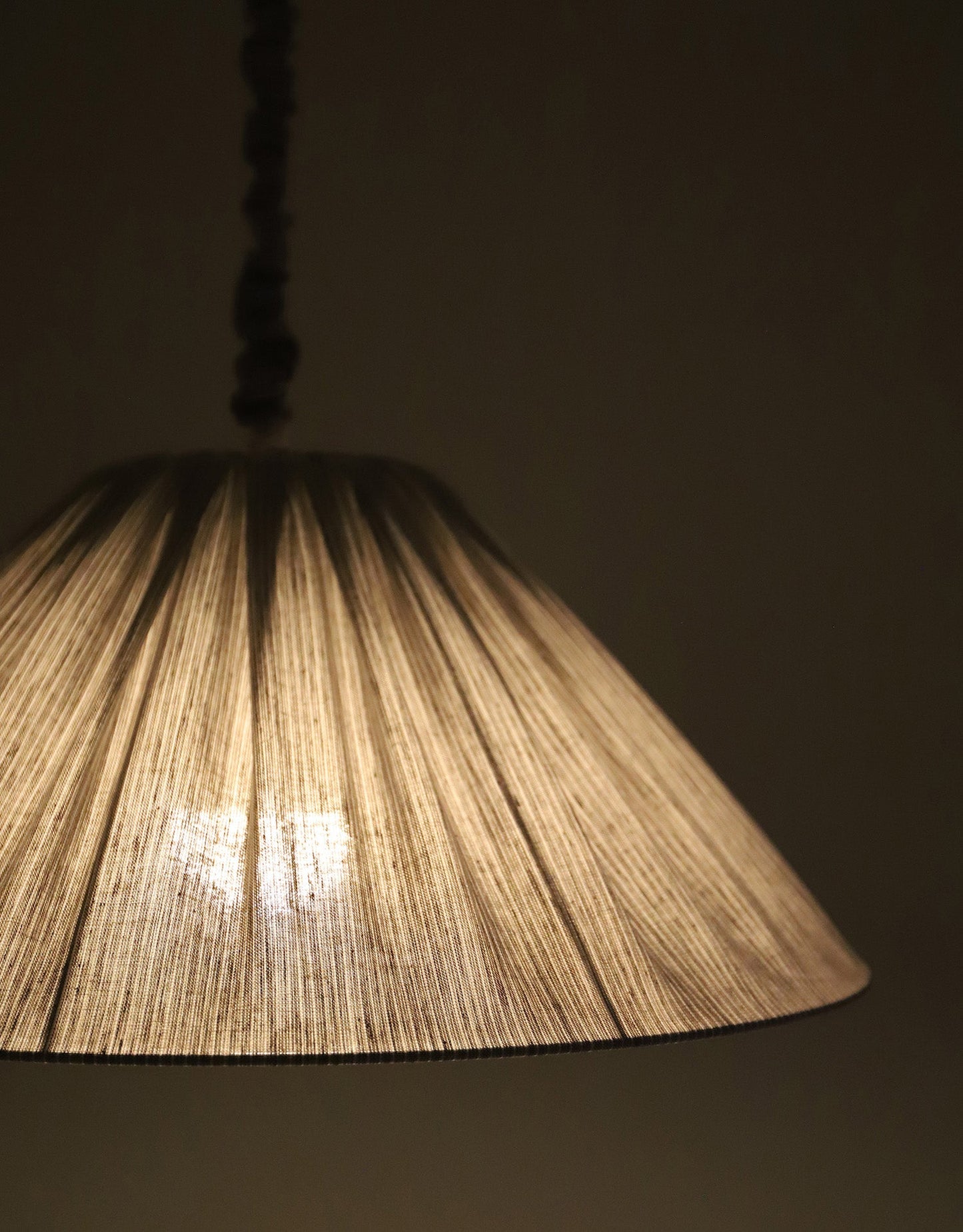 Malala Pleated Linen and Cotton Pendant Light - Fine Stripes Classic Grey