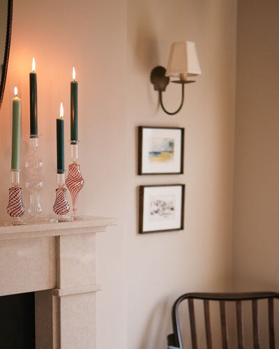 Swirl Short Glass Candle Holder Candlestick Red White Swirls Issy Granger Clear Ombo Glass Candle Holder Candlestick