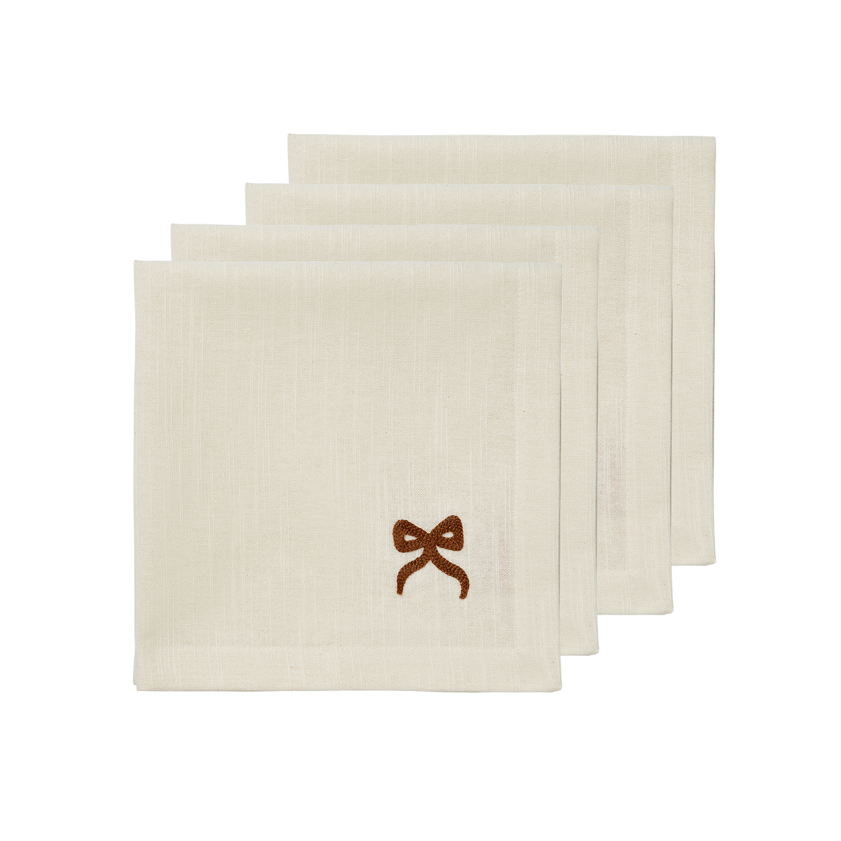 Bow 4PK Napkin - Brown 45x45 cm