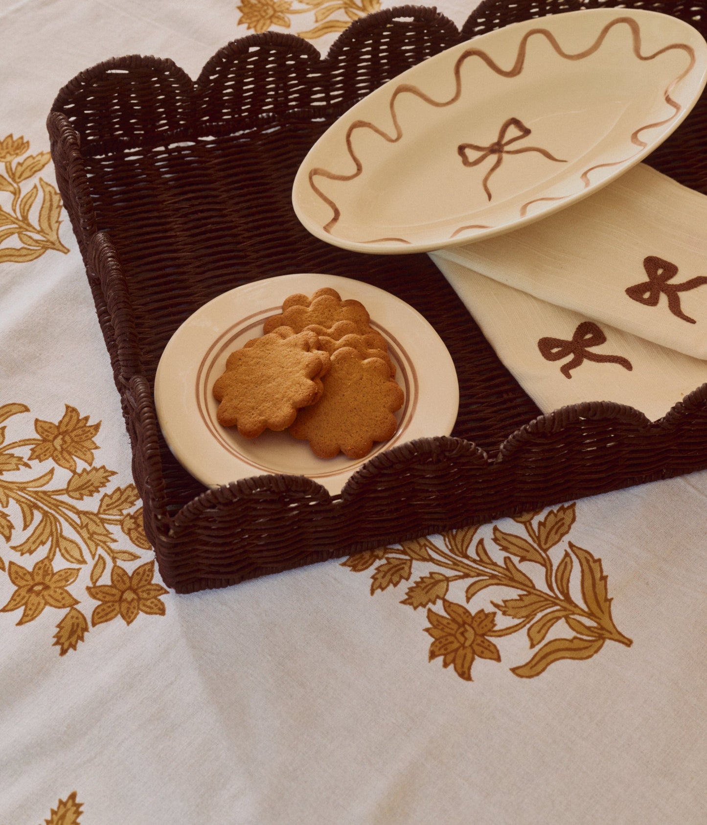 Bow 4PK Napkin - Brown 45x45 cm