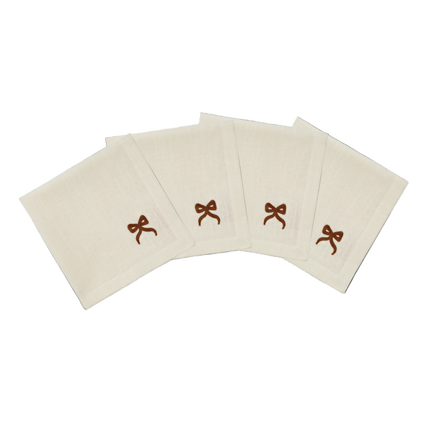 Bow 4PK Napkin - Brown 45x45 cm