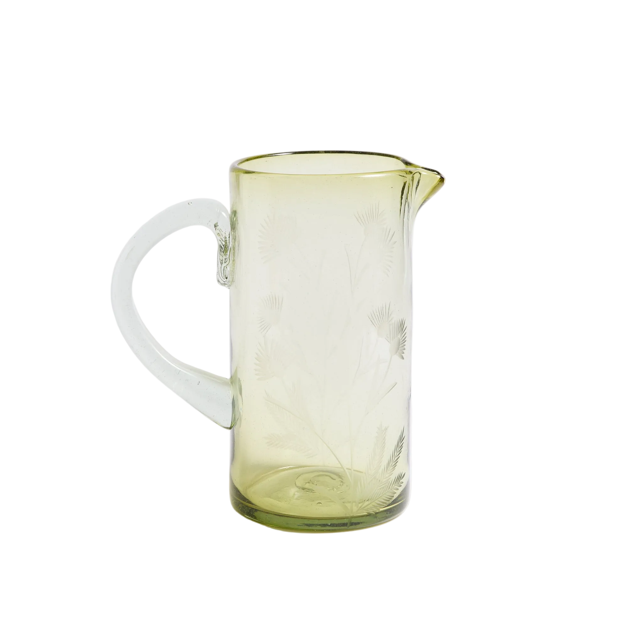 Etched Thistle Recycled Glassware, Pitcher