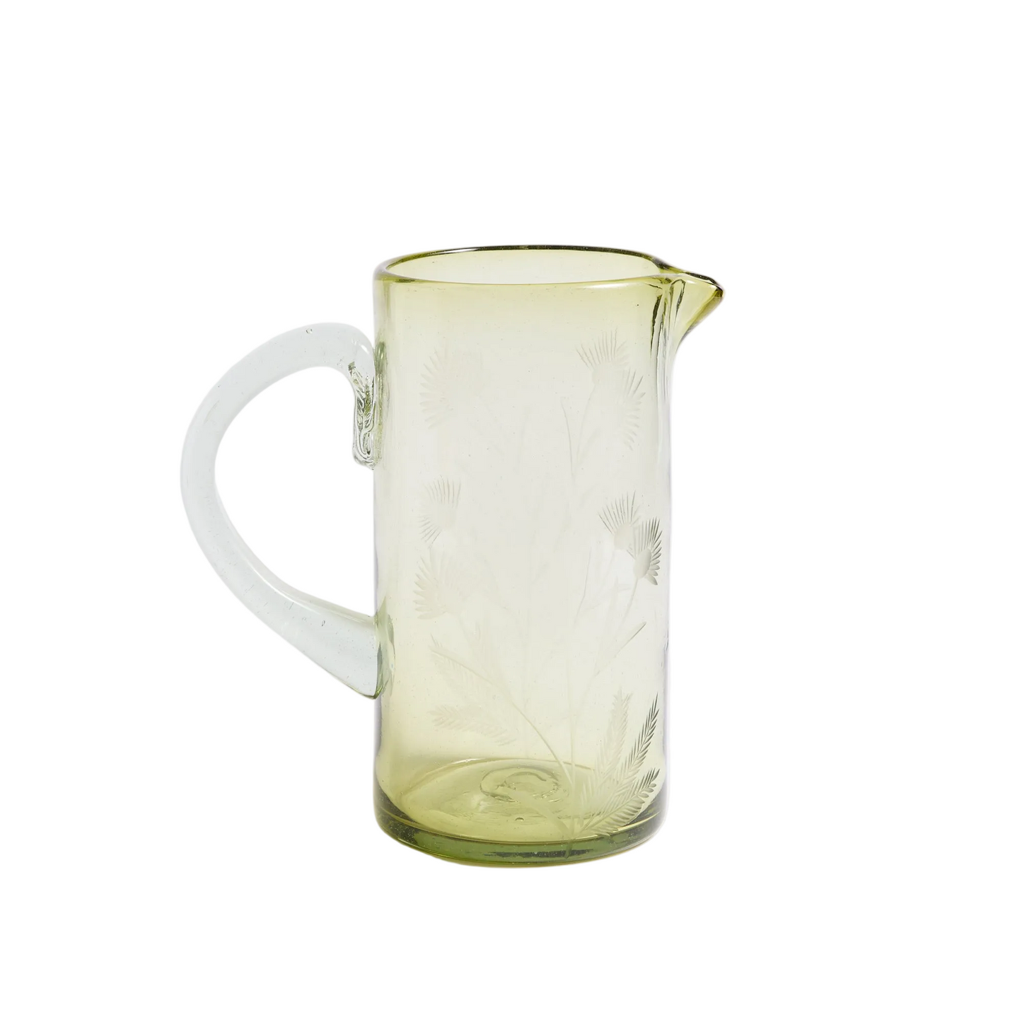 Etched Thistle Recycled Glassware, Pitcher