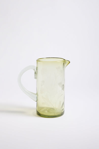 Etched Thistle Recycled Glassware, Pitcher