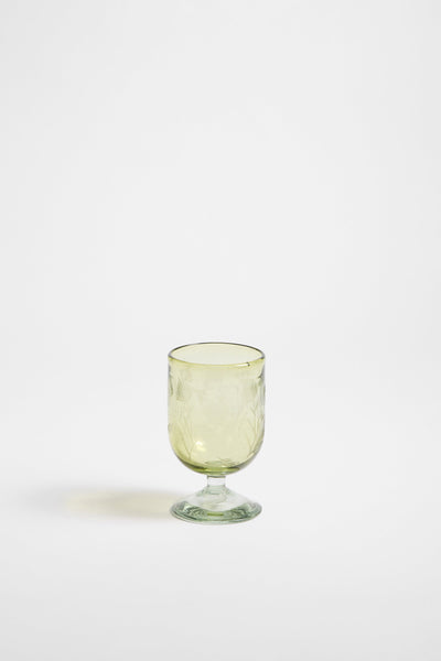 Etched Thistle Recycled Glassware, Wine Glass SET OF 4