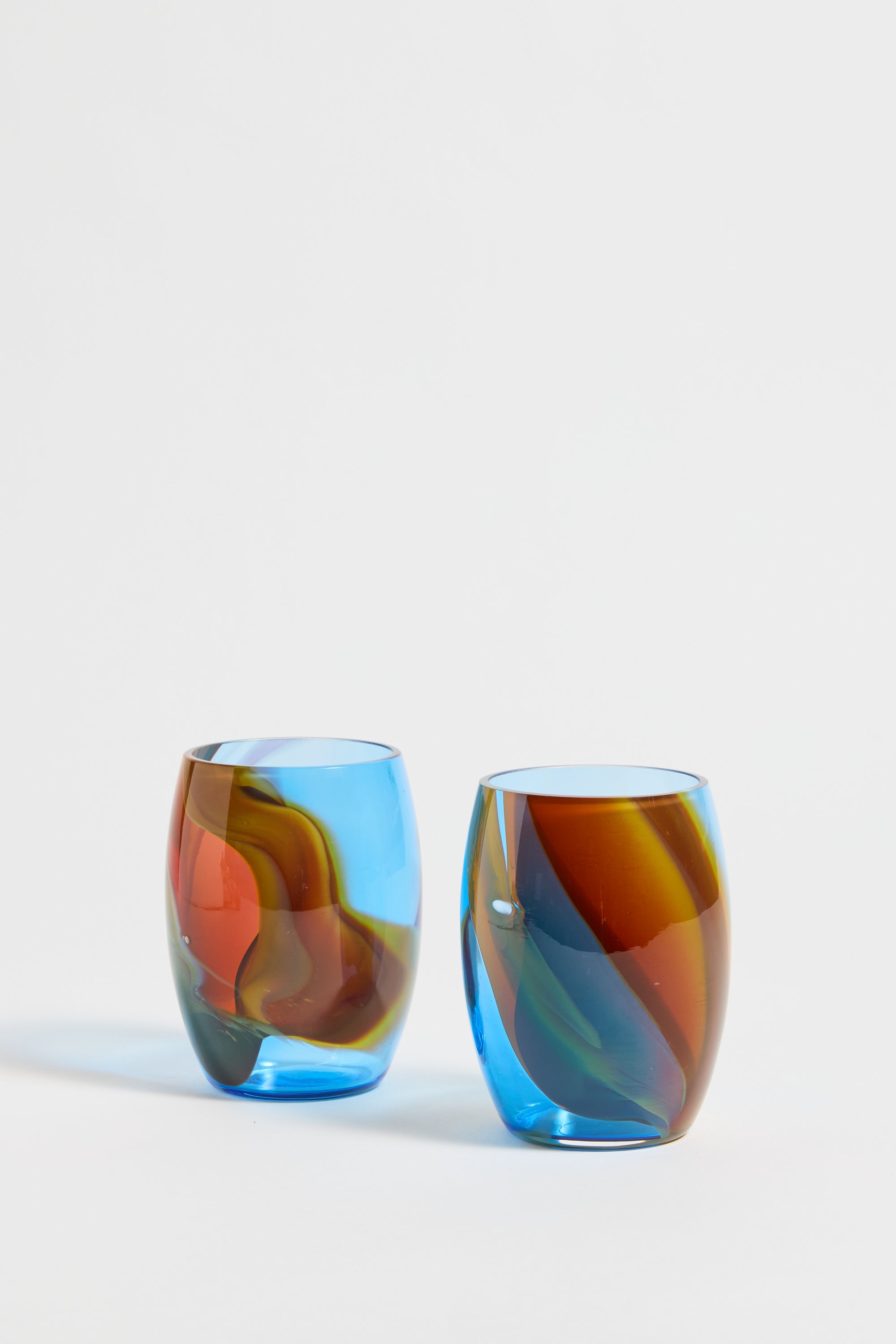 Spanish Round Crystal Glasses set of 2 in Primavera Warm