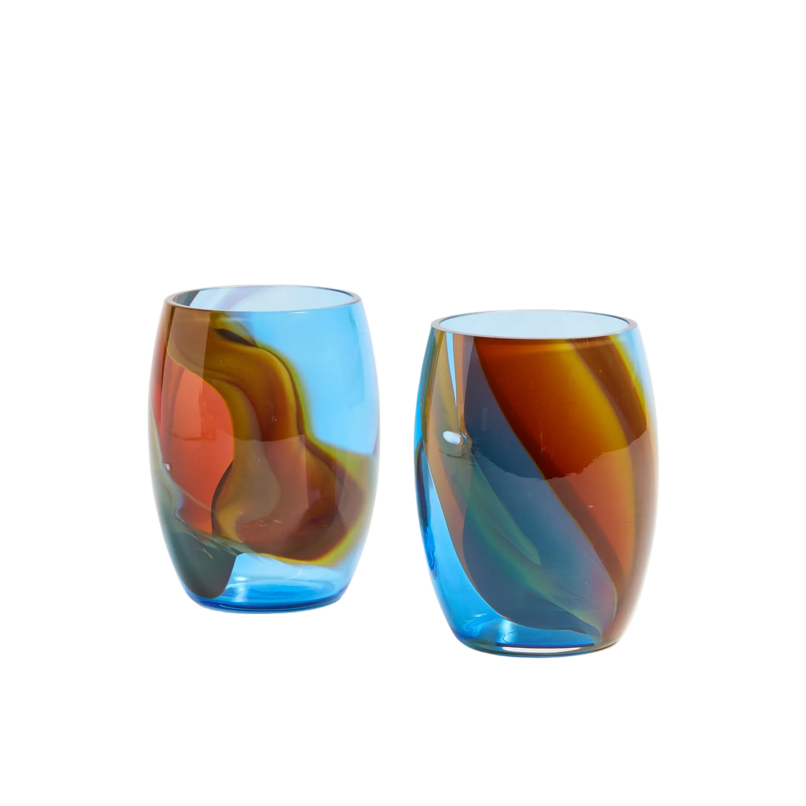 Spanish Round Crystal Glasses set of 2 in Primavera Warm