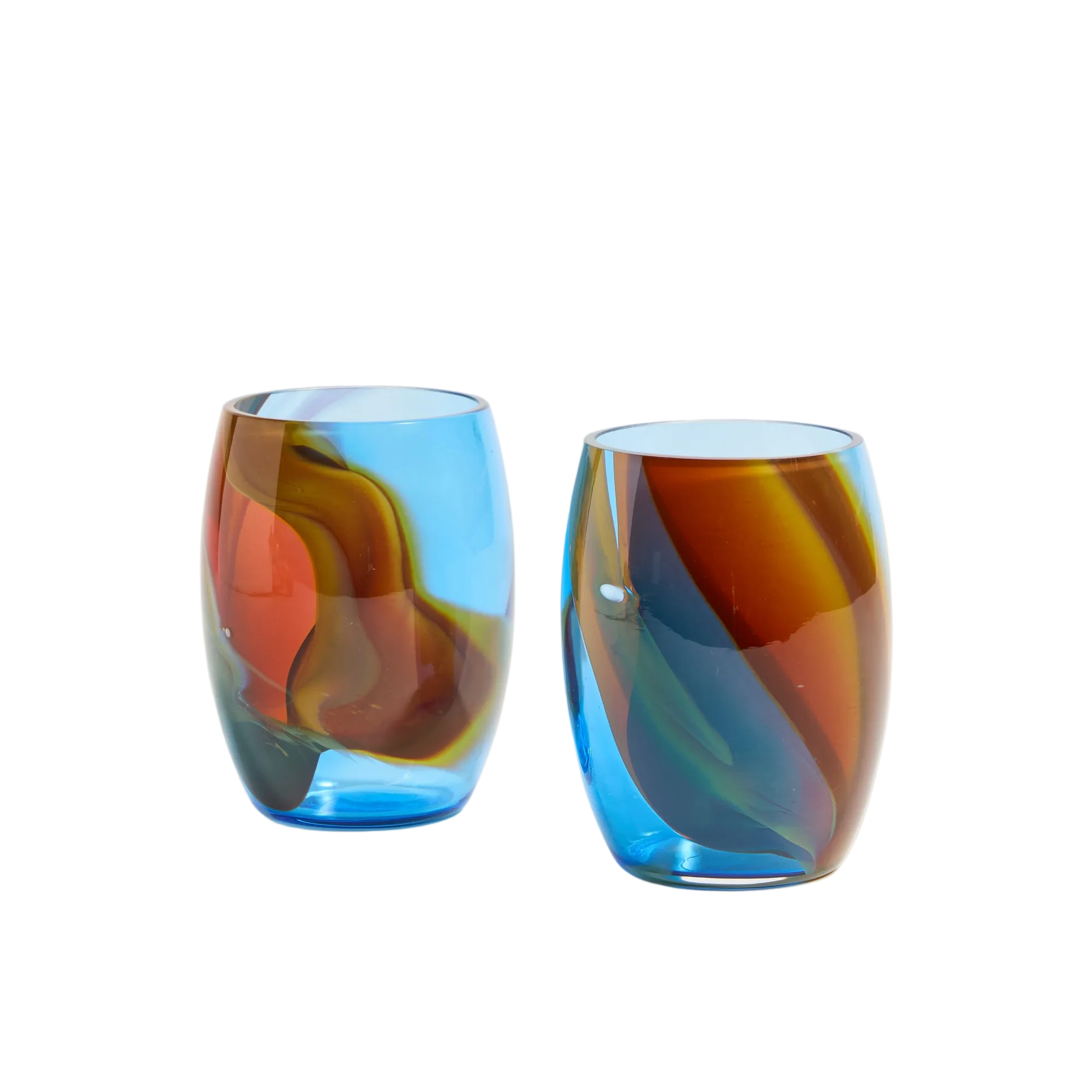 Spanish Round Crystal Glasses set of 2 in Primavera Warm
