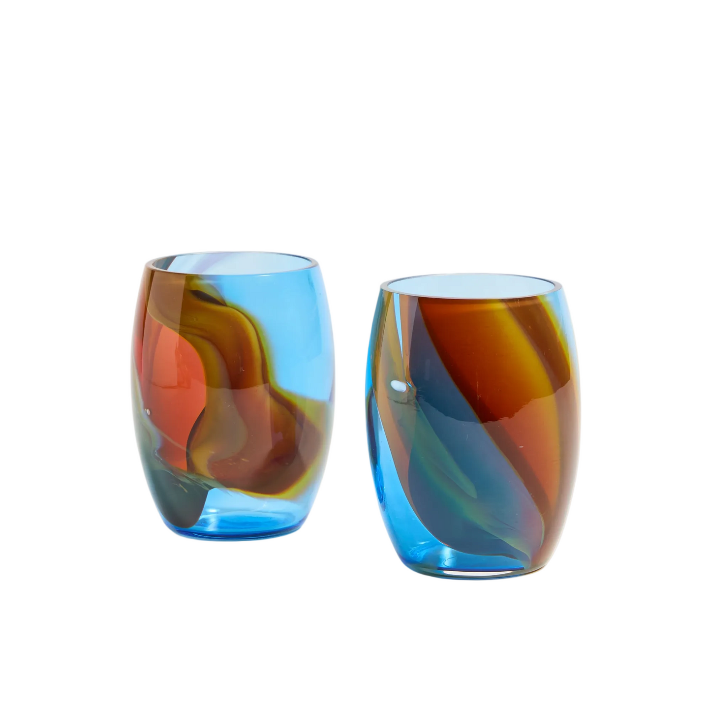 Spanish Round Crystal Glasses set of 2 in Primavera Warm
