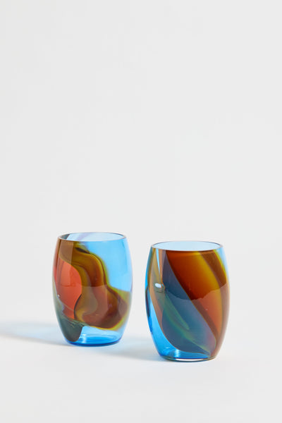 Spanish Round Crystal Glasses set of 2 in Primavera Warm