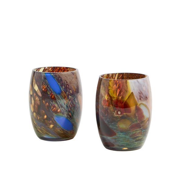 Spanish Round Crystal Glasses set of 2 in Tortuga Crema