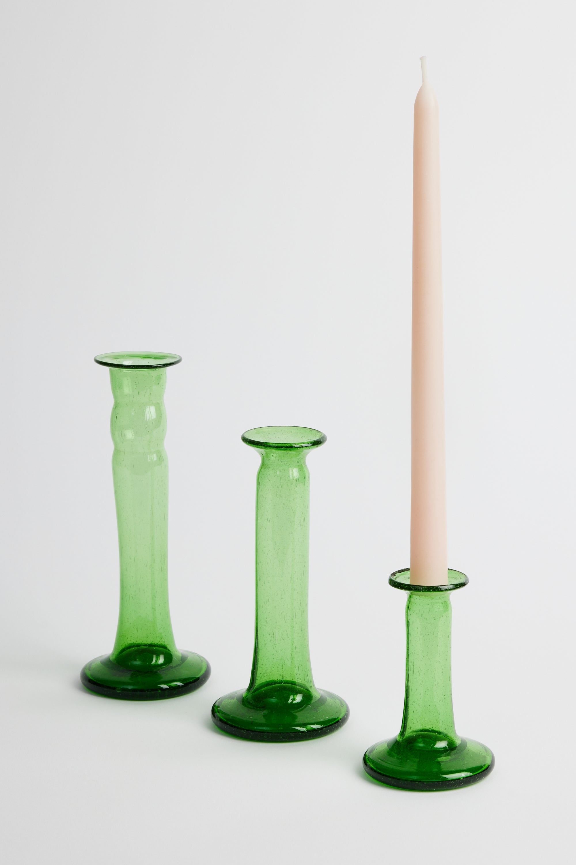Egyptian Glass Candleholders Green