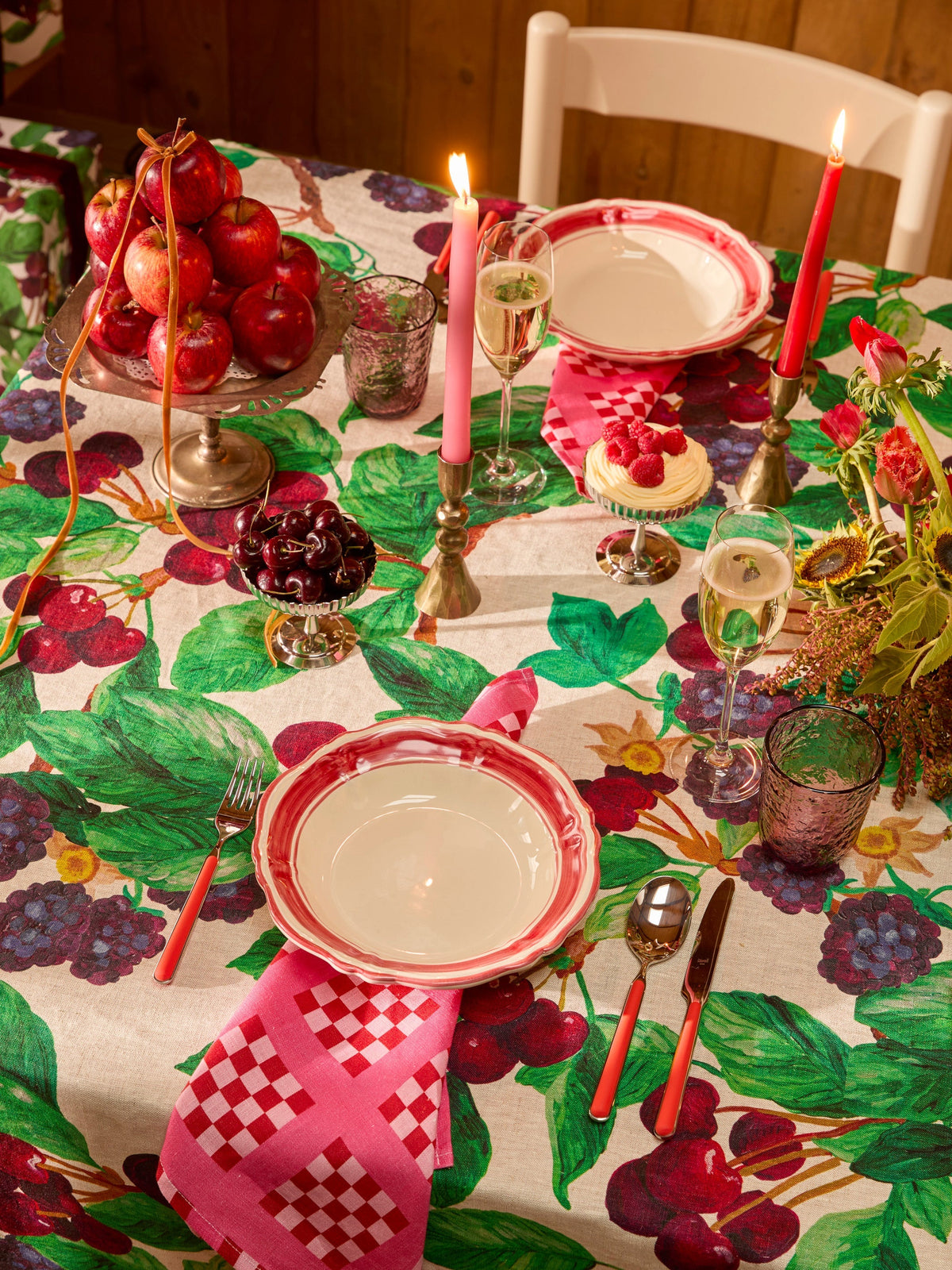 Lattice Pink Linen Napkins