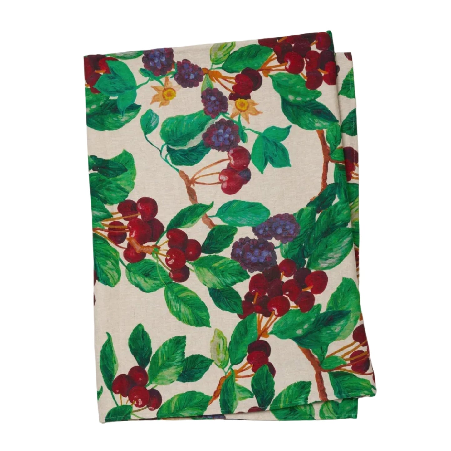 Cherries and Berries Multi Linen Tablecloth