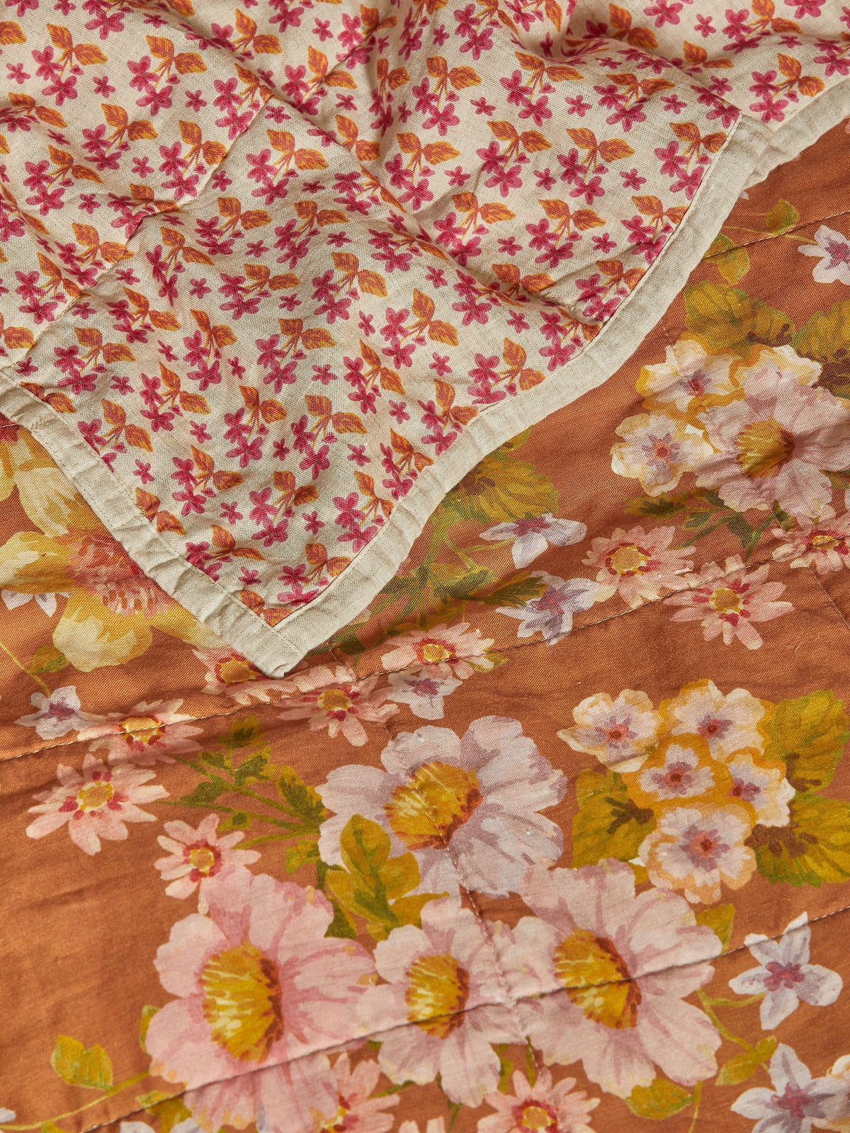 Buttercup Rust & Petit Madeline Pink Linen Quilted Throw