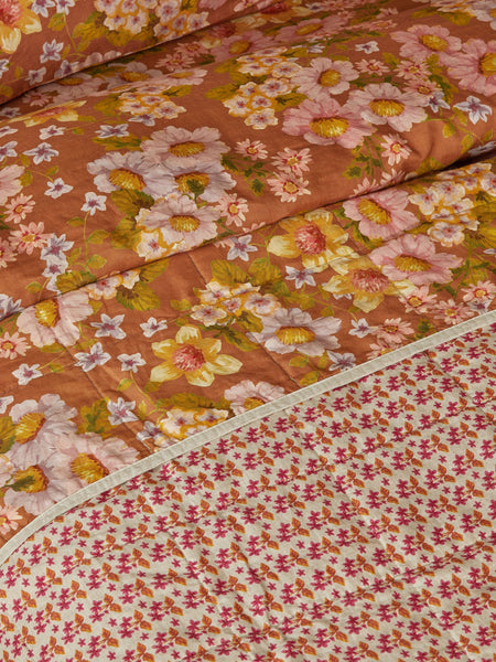 Buttercup Rust & Petit Madeline Pink Linen Quilted Throw