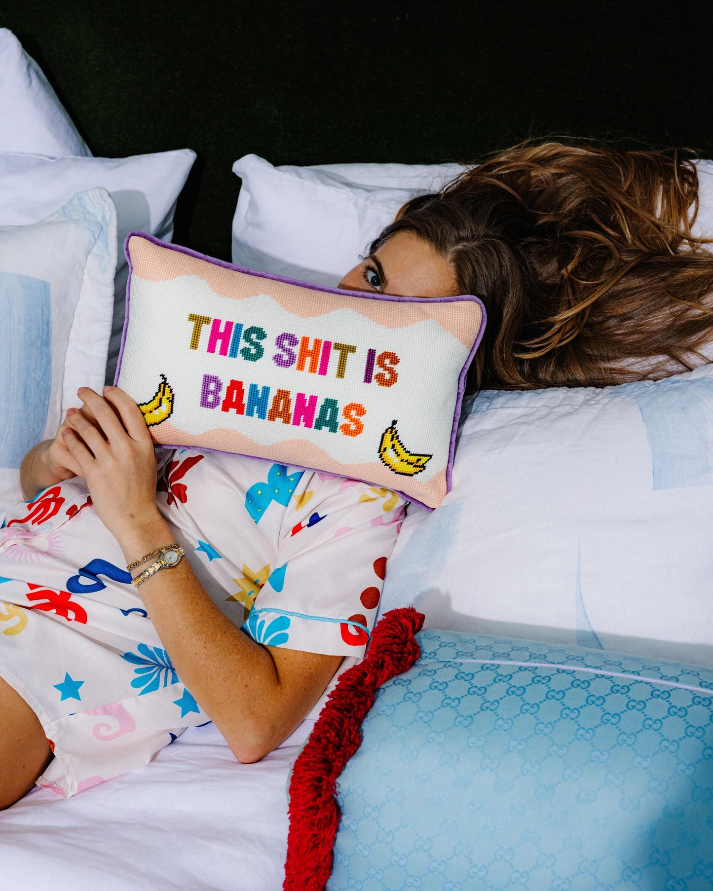 Bananas Needlepoint Pillow - Furbish Studio