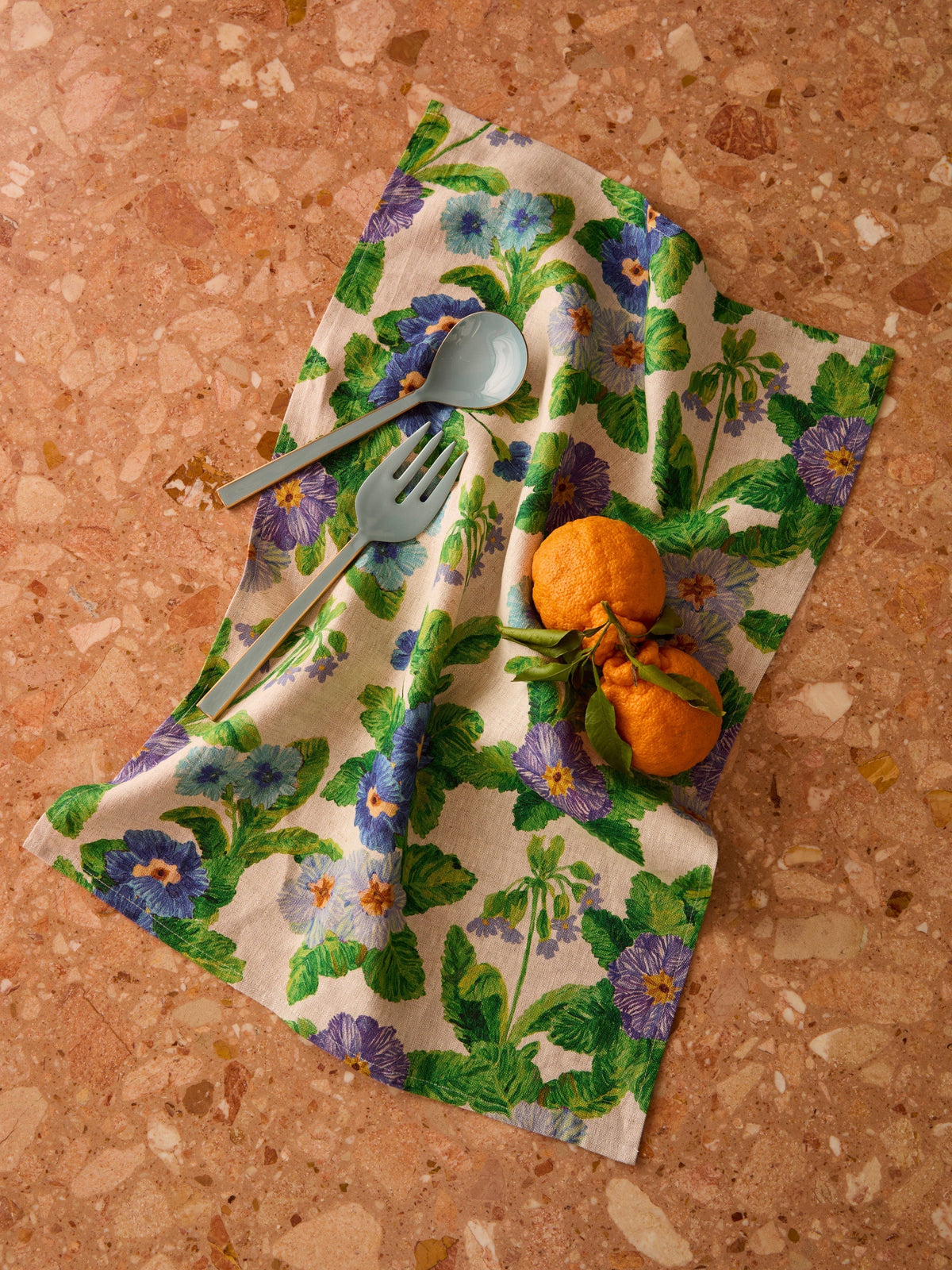 Summer Patch Blue Linen Tea Towel