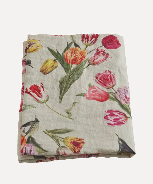 The Tulips Linen Tablecloth - Sage