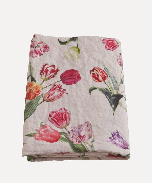 The Tulips Linen Tablecloth - Blush