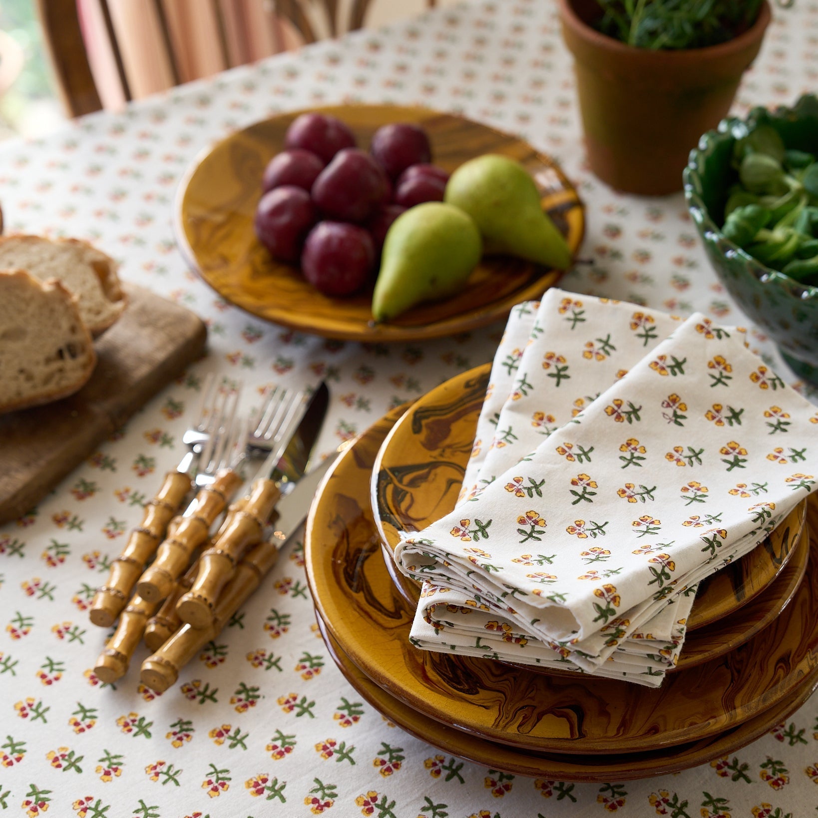 Yellow Ditsy Napkins - Set of 4