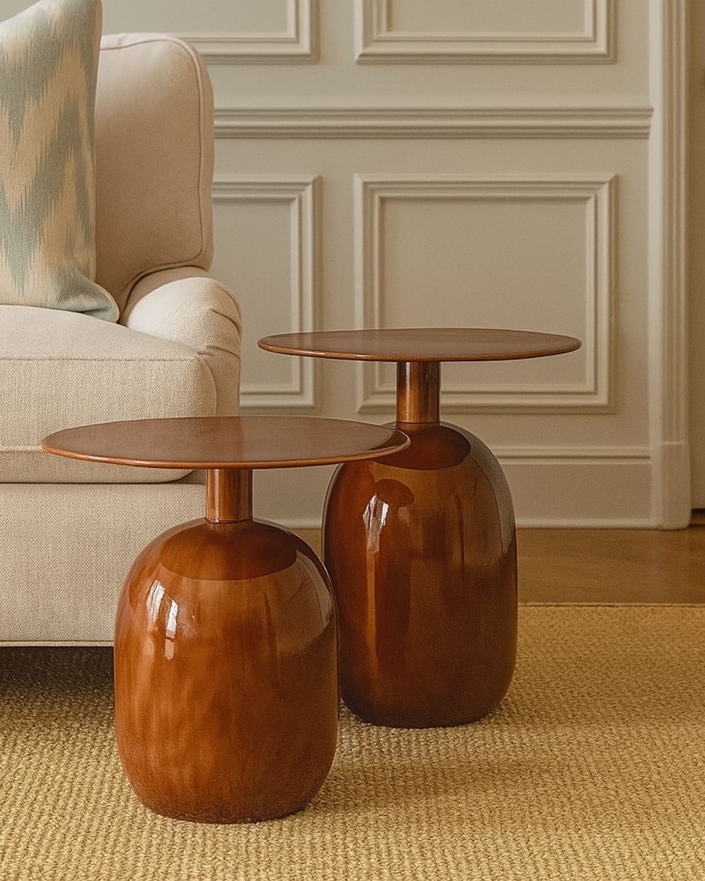 Set of 2 Modena Enamelled-Metal Side Tables
