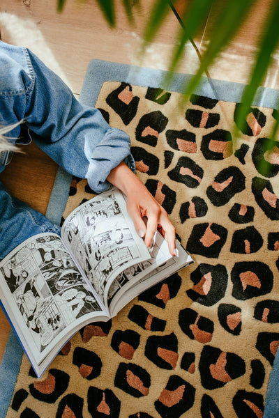 Mini Blue Leopard Rug