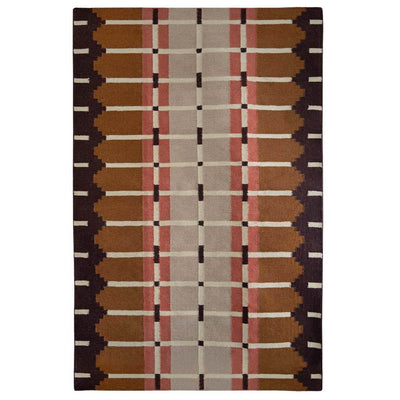 Corbie flatweave geometric rug in taupe brown shown on a white background
